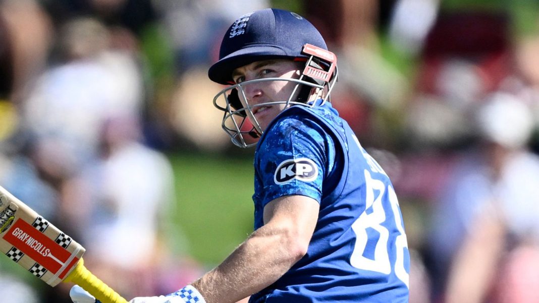 England's Harry Brook bats during a one-day international (Associated Press)