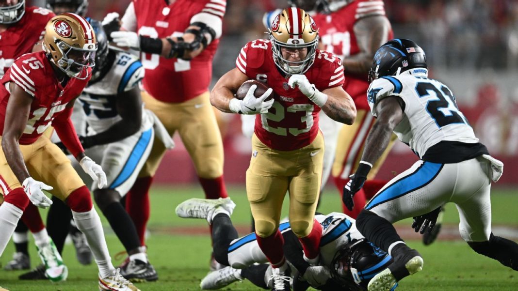 49ers top Panthers, as Christian McCaffrey beats former team