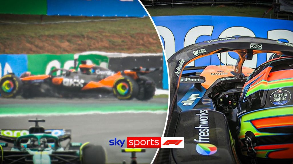 Oscar Piastri spins out of the Sprint Race in Brazil.