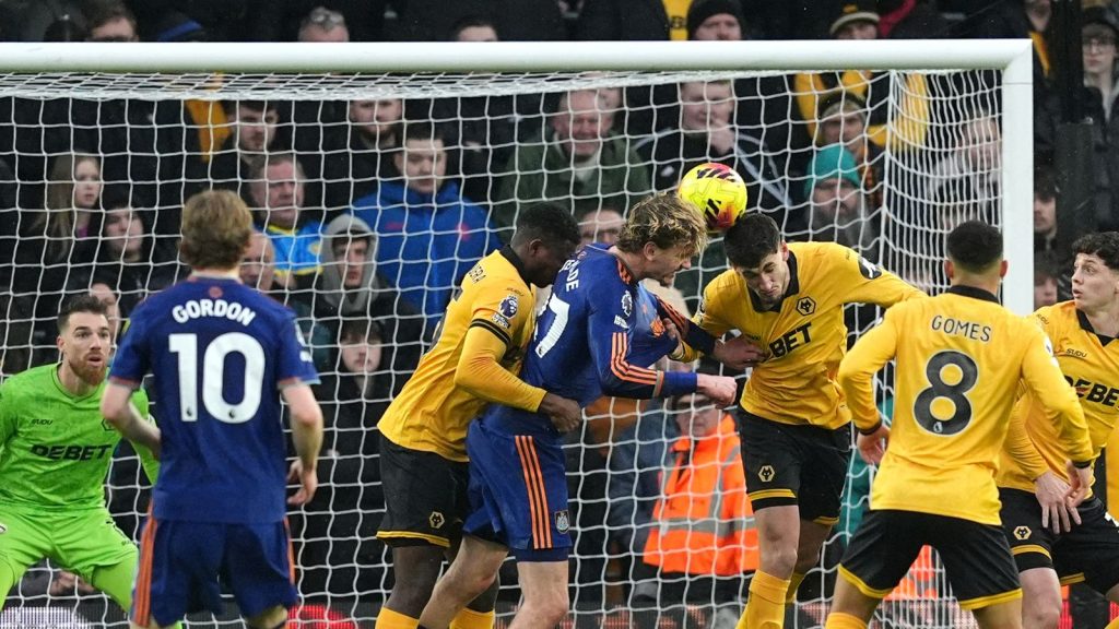 Newcastle United's Nick Woltemade attempts a shot on goal