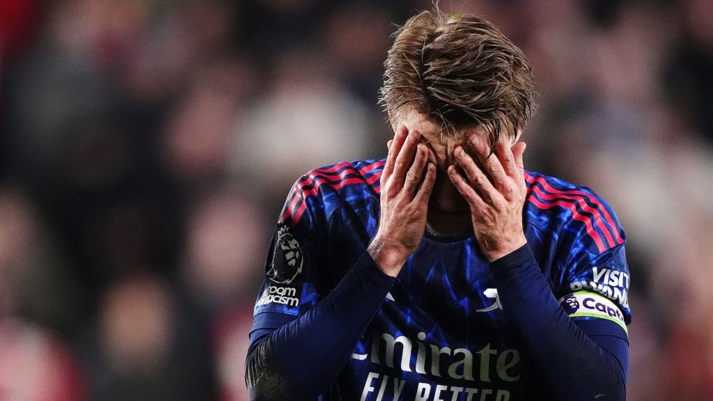 Arsenal captain Martin Odegaard during the draw at Brentford
