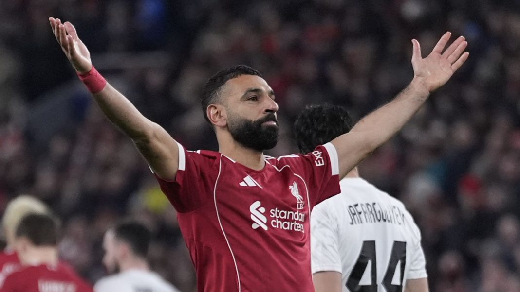 Liverpool's Mohamed Salah celebrates scoring