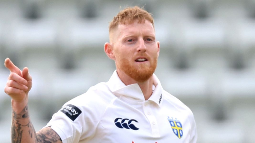 Ben Stokes celebrates a wicket on his County Championship return for Durham against Worcestershire
