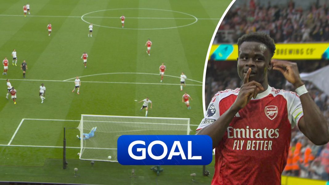 Saka scored Arsenal's second against Fulham